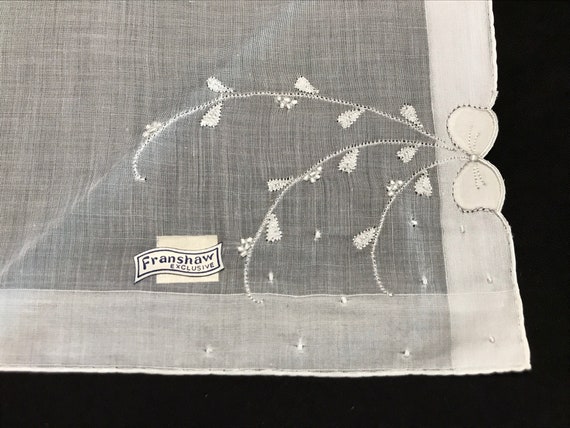 Franshaw Handkerchief, Natural Cotton Embroidered… - image 2