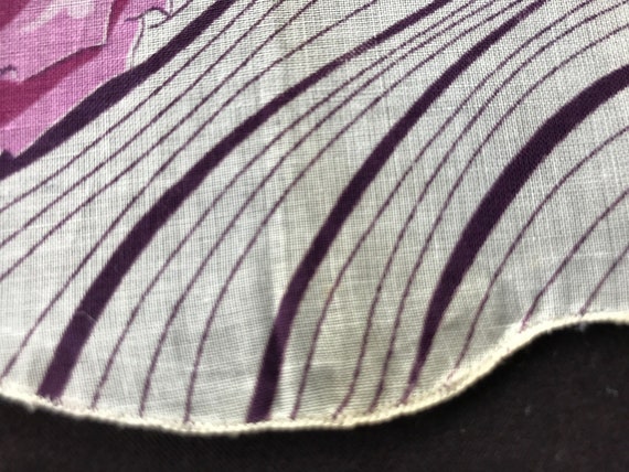 Vintage Purple Roses Handkerchief, Floral Hankie - image 5