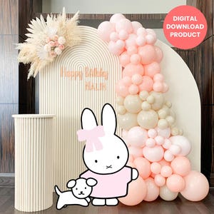 Figuras de cartón de Miffy y Snuffy para descargar e imprimir de forma digital, de 1 m (3,2 pies) de alto, para fiestas, guarderías y salas de juegos