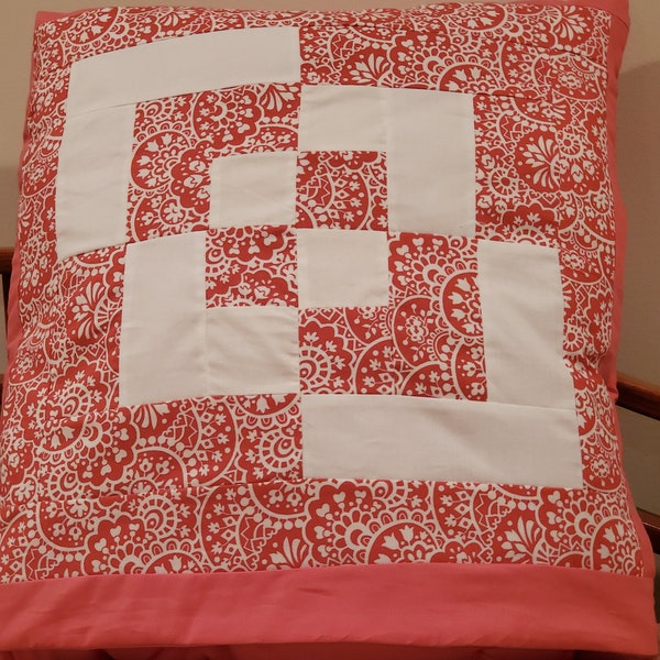 Quillow, pillow, lap quilt/throw-Blush Pink and White