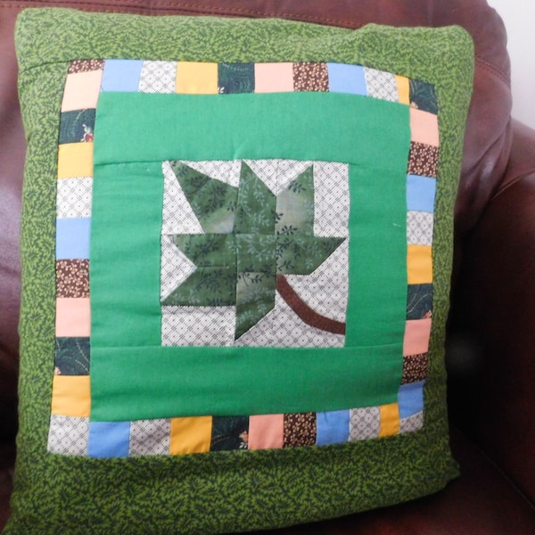 Green Maple Leaf Quillow/lap throw/pillow