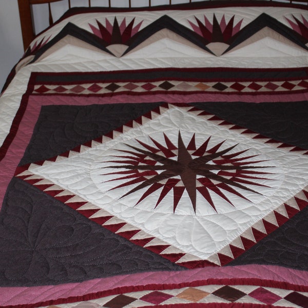 King Size Quilt - Amish Made, Handmade - The Sunshine Star Quilt