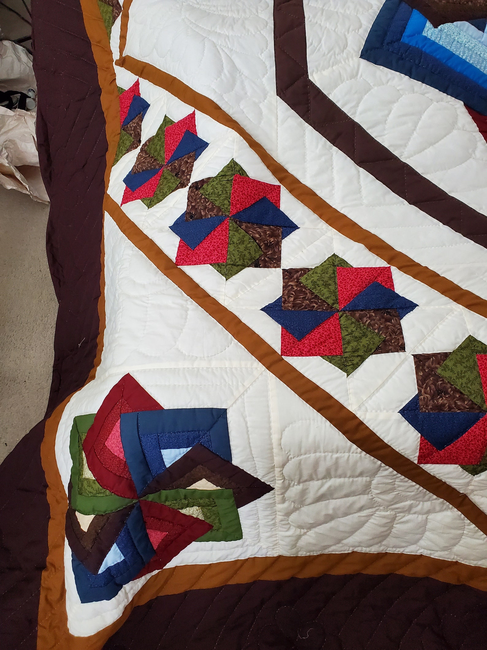 King Size Amish Made Handstitched The Spinning Star Quilt Etsy