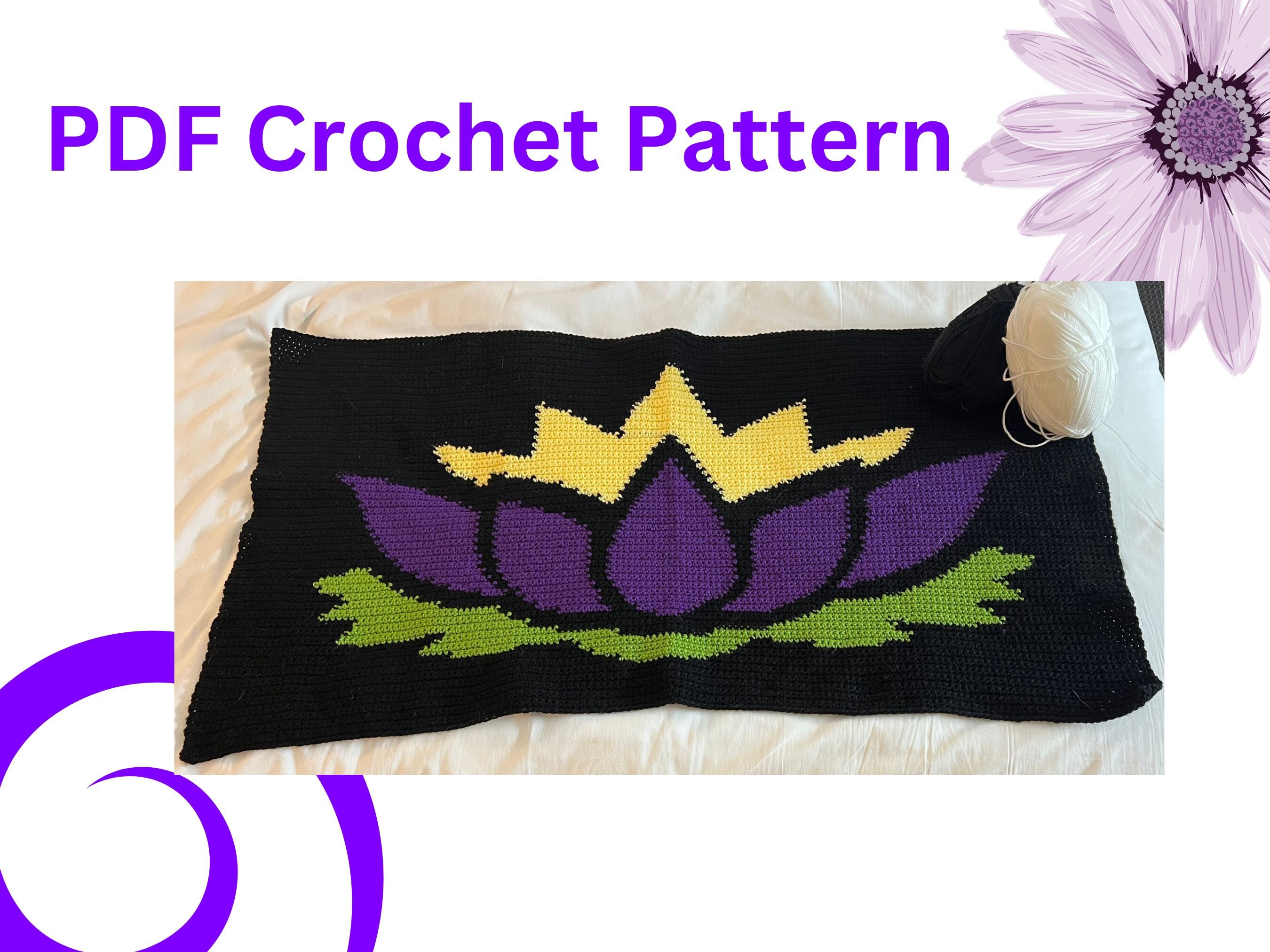 Flower Graphgan Pattern Crochet Pattern | Lotus Flower | Crochet Graphgan | Crochet Art ...