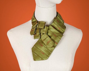 Women's Chartreuse Ascot Scarf - Green Silk Retro Scarf