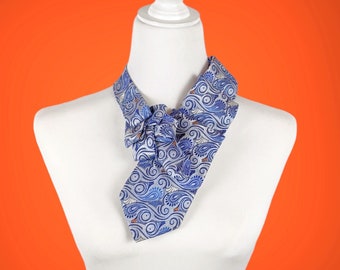 Blue Ascot Scarf - Silk Scarf - Sustainably Made Gift