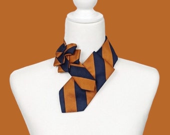 Striped Ascot - Women's Necktie - Menswear For Women - Gift For Necktie Lovers - Sustainable Fashion