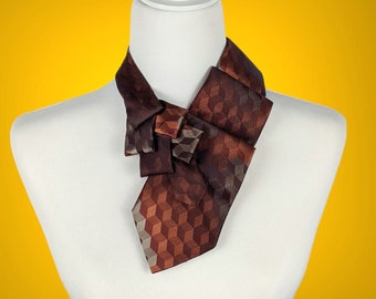 Brown And Copper Ascot Scarf - Contemporary Scarf - Unisex Cravat.