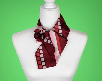 Red Ascot Scarf - Vintage Chic - Retro Scarf - Unisex Ascot - Necktie Scarf.