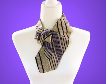 Purple And Gold Ascot - Vintage Chic - Sustainably Made - Women's Tie