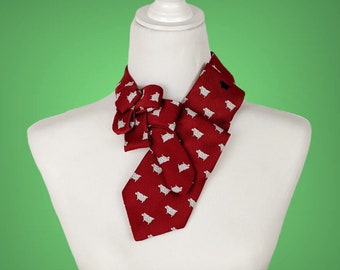 Women's Ascot Scarf - Red Sheep Print - Gift For Wife