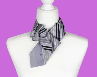 Designer Grey Ascot - Unisex Scarf - Women's Tie - Vintage Chic - Tie Scarf - Unique Scarf.