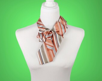 Fall Orange Ascot - Striped Silk Scarf - Unisex Accessories