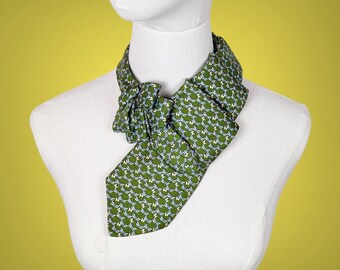 Green Silk Ascot Tie - Dragonfly Scarf - Corporate Fashion