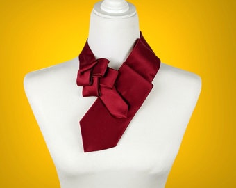 Cranberry Red Ascot - Women's Necktie - Corporate Fashion - Unique Scarf