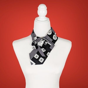 Black White And Grey Women&#39;s Ascot Scarf - Unique Scarf - Office Wear.