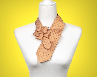Tangerine Ascot Scarf - Anchor Ascot - Sustainably Made Accessories - Nautical Themed Scarf
