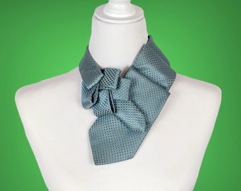 Green and Blue Silk Ascot Scarf - Unisex Necktie - Women's Office Fashion