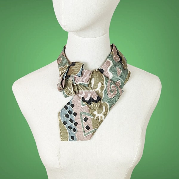 Women's Necktie Scarf - Ascot Tie - Tie Scarf - Unique Scarf - 80's Vintage Style