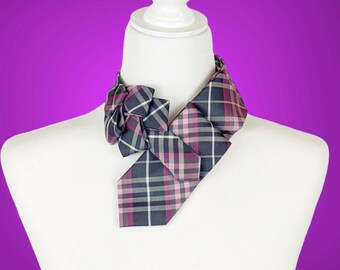 Unisex Plaid Ascot - Pink Ascot Scarf - Petit Ascot Scarf