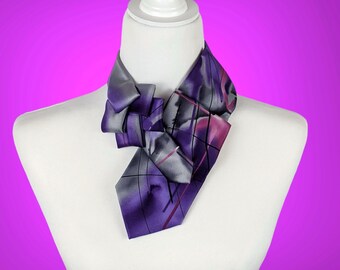 Purple Silk Scarf - Women's Tie - Unique Scarf - Sustainable Accessories
