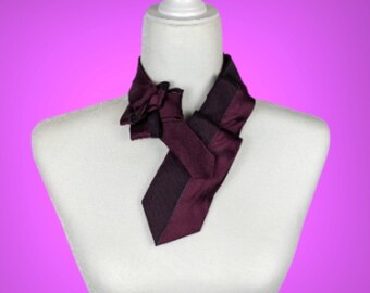 Wine Skinny Ascot Tie - Women's Tie - Vintage Chic - Unique Scarf - Petit Scarf