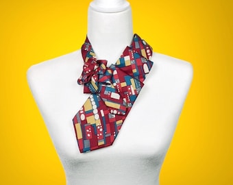 Red Abstract Ascot Scarf - Sustainably Made Accessories - Women's Ties