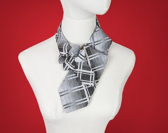 Black, Grey And White Retro Ascot - 1970's Accessory  - Vintage Chic