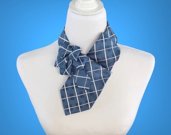 Blue Necktie Scarf - Unisex Ascot - Vintage Chic - Unique Scarf