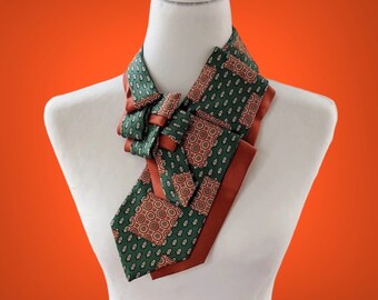 Double ascot - Green Ascot - Unique Scarf - No Waste Fashion - Women's Ties