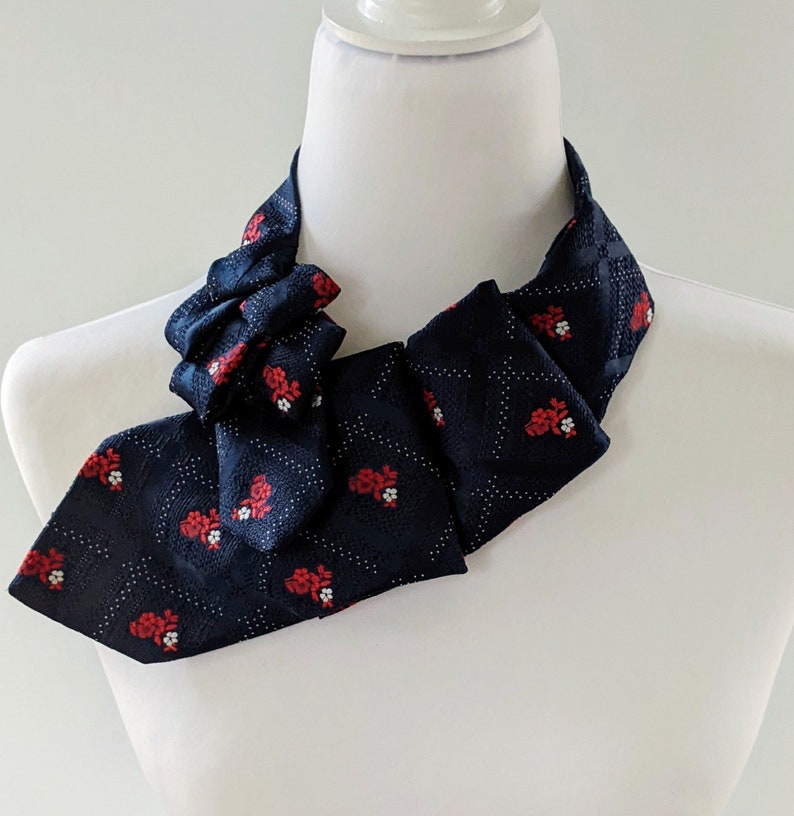 Navy Ascot Vintage Chic Ethical Fashion Vintage Ascot Scarf image 6