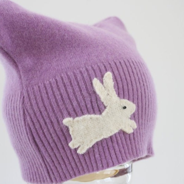 Infant Cashmere Hat, Bunny, Rabbit,  Lilac. Handmade Hats by Hierons1 on Etsy.