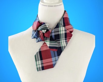 Tartan Ascot - Plaid Ascot - Unique Scarf - Silk Scarf - Sustainable Clothing