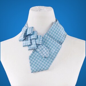 Women&#39;s Necktie - Ascot Tie - Tie Scarf - Unique Scarf - Blue Ascot Scarf