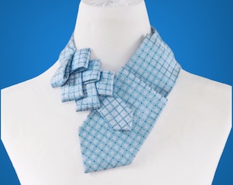 Women's Necktie - Ascot Tie - Tie Scarf - Unique Scarf - Blue Ascot Scarf