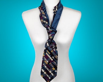 Women's Turquoise Double Tie - Couture Necktie - Unique Tie - Sustainably Made