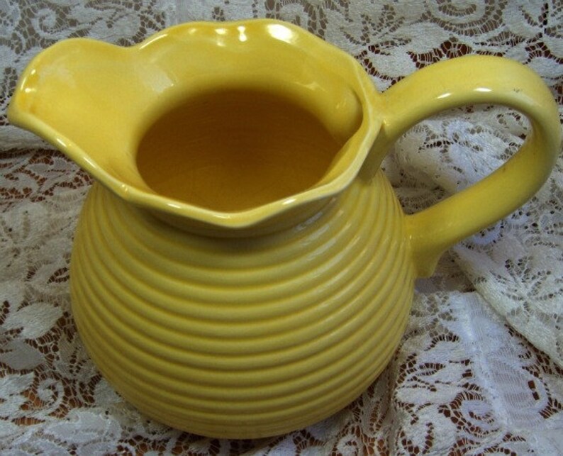 JUG pitcher creamer vintage Beautiful Yellow Ceramic Etsy