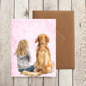 黄金の瞬間：少女と犬の友情カード