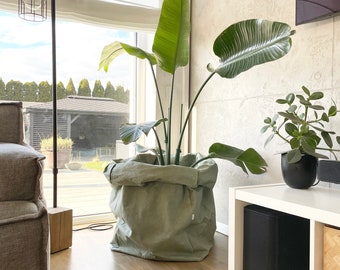 Très grande jardinière, grand panier de rangement, sac en papier lavable, cache-pot pour très grandes plantes, organisation durable à la maison