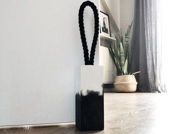 Butée de porte en béton, butée de porte moderne, décoration intérieure ombrée, butée de porte lourde, décoration minimaliste, butée de porte noir et blanc, décoration cadeau pour elle