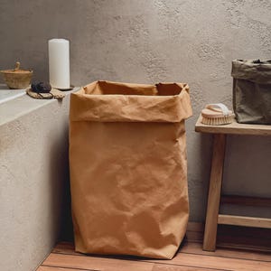 Extra Large Roll Top Washable Paper Bag – Lightweight Storage Basket