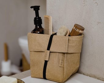 Washable Paper Storage Bag Small, Roll Top Organizer & Planter Cover