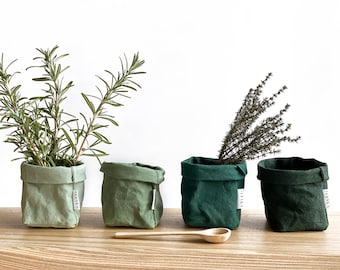 Washable Paper Bag, Small Bathroom Organizer, Sustainable Storage and Organization Pot, Eco friendly Reusable Bag, Mini Planter