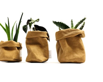Paper bag planter, Washable paper bag, Small storage pot, Kraft paper bag, Small planter bag , Sustainable storage, Mini planter, Zero waste