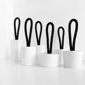 Handmade Concrete Door Stop: Minimalist Home Decor with Black Rope Handle