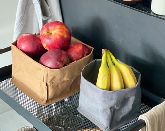 Washable Paper Bag, Organizer | Stackable Organizer for Kitchen, Pantry, Bathroom | Sustainable Gift for Home