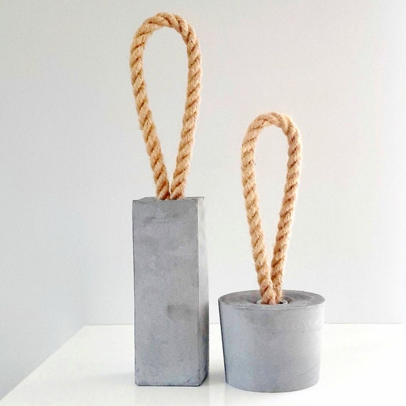 Round Concrete Door Stop Heavy Grey Door Stopper Modern Etsy