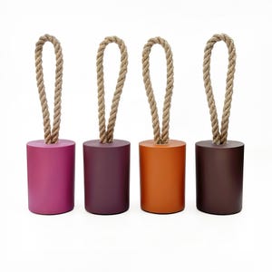 Modern Concrete Door Stop with Jute Handle: Colorful Home Decor