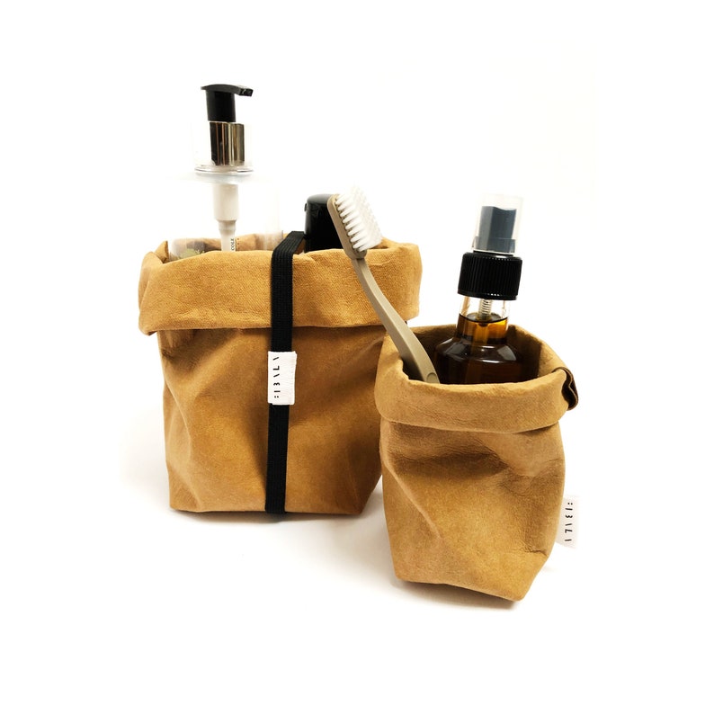 Washable Kraft Paper Bag Storage Basket for Bathroom Etsy