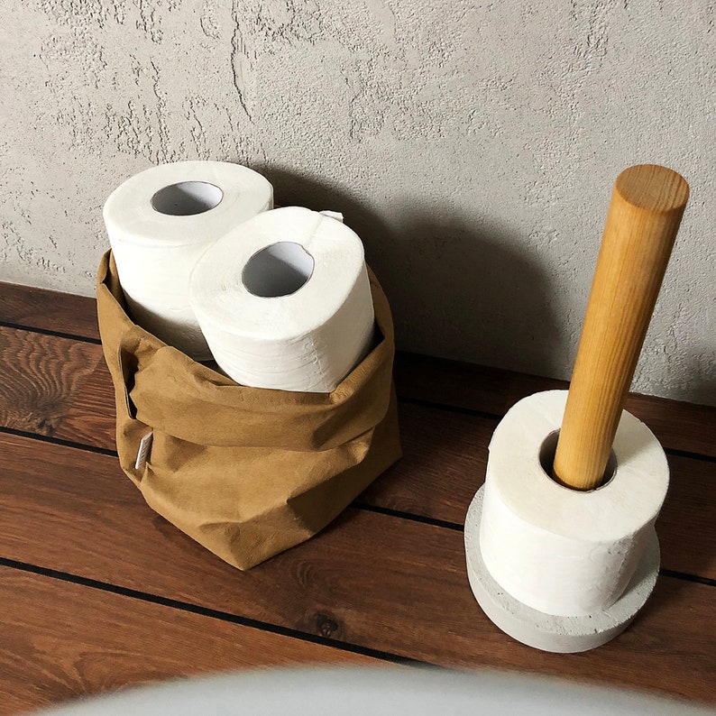 Washable Kraft Paper Bag Storage Basket for Bathroom Etsy